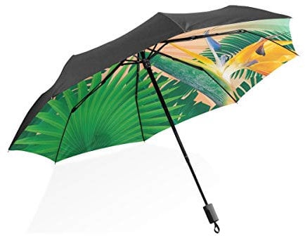 Montoj Sonnenschirm mit tropischen Palmen und Papageien, UV-Schutz