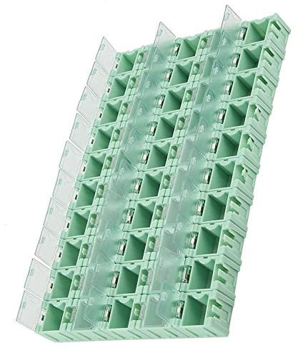 Jadeshay 50 Stück SMT SMD Box, Aufbewahrungsbox SM-T SM-D Behälterbox Elektronische Komponenten Mini-Aufbewahrungskoffer für elektronische Komponenten