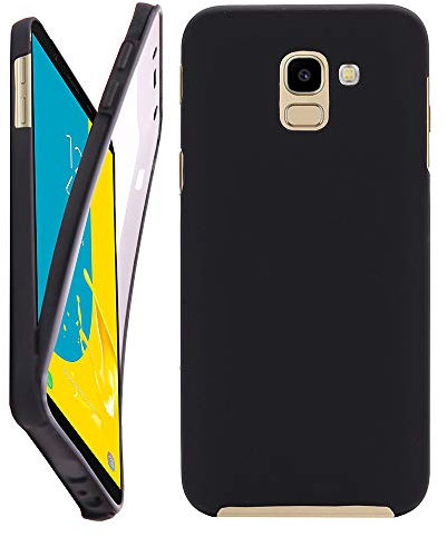 CEKA TECH Coque pour Samsung Galaxy J6 2018, Protection intégrale Avant + arrière en Rigide, Housse Etui Tactile 360 degré – Antichoc, Transparent pour (Galaxy J6 2018 (5,6), Noir)