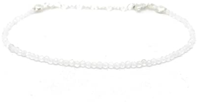 Bracelet pierre de lune naturelle épaisseur 2mm en argent sterling 925 longueur réglable de 16cm à 19cm