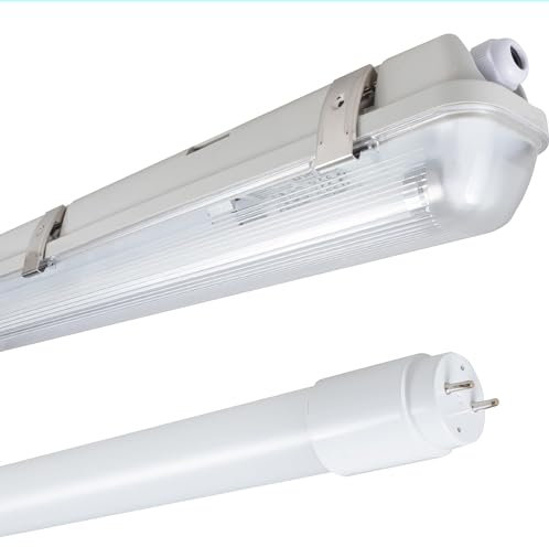 Proventa LED Feuchtraumleuchte 150cm,20.5 W mit Bewegungsmelder IP65, 3100 Lumen, 50.000h, Flackerfrei für Garage, Keller, Lager, Carport, Außen, Innen, Deckenleuchte, Sensorleuchte