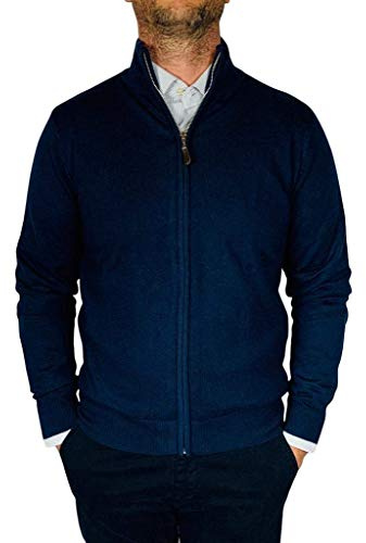 Fashion Moda Maglione Cardigan Uomo Classico Lana Cachemire Cotone Girocollo con Zip Regular J1980