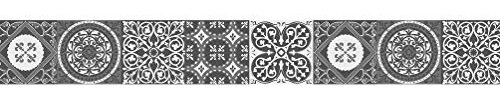 Azulejos - Cenefa adhesiva (15 x 300 cm), color gris oscuro