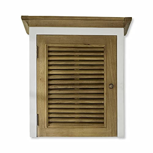 Loberon Schrankaufsatz Degarmo, im Französischen Landhausstil, Zweifarbiges Design, Eintürig, Hochwertige Handarbeit, Aufbewahrung, Mangoholz, braun