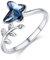 TRISHULA Schmetterling Ring 925 Sterling Silber Offener Verstellbare Ringe Blatt Ring Kristall Ring Schmetterling Schmuck Geburtstag Geschenk für Damen Frauen Mädchen