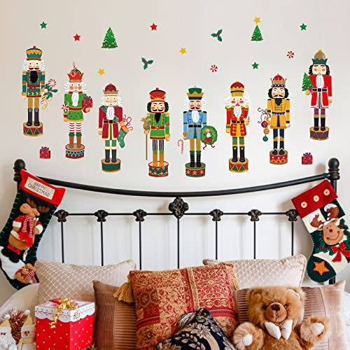 wondever Wandtattoo Weihnachten Nussknacker Weihnachtsaufkleber Wandaufkleber Wandsticker Wanddeko für Fenster Türen Schaufenster