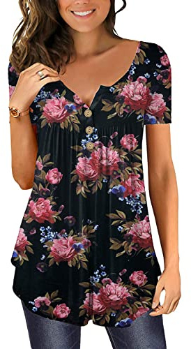 Tunique Femme Grande Taille Tshirt Vetement 2026 Hauts Décontractés à Manches Courtes D'été Henley T-Shirt Chemisier