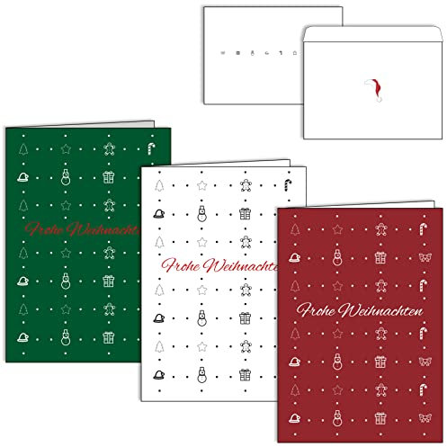 JOAM Weihnachtskarten mit Umschlag – 15x Weihnachtskarten mit Umschlag aus Münster - Weihnachtskarten Set in 3 Designs für Jedermann - Umweltfreundliche Weihnachtskarten Set