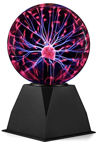 ZWOOS Plasmakugel, Magische Plasmakugel, Plasmalampe reagiert auf Berührung und Geräusch, Geschenk für Kinder (15cm, Rot)