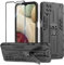 Btstring Hülle kompatibel mit Samsung Galaxy A12 /M12 mit Schutzfolie, Militär Standard Cover Case Standfunktion Handy Hüllen Schwarz