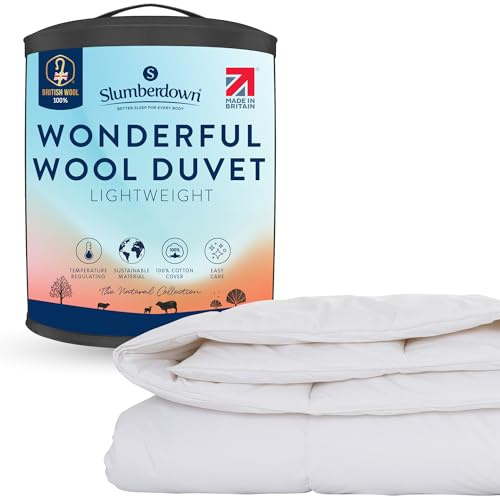 Slumberdown British Wool Super King Duvet 3-5 Tog Lightweight & Cooling Summer Quilt for Hot Sleepers | 100% British Wool, Naturally Regulates Temperature, Hypoallergenic & UK Made (260 x 220cm)