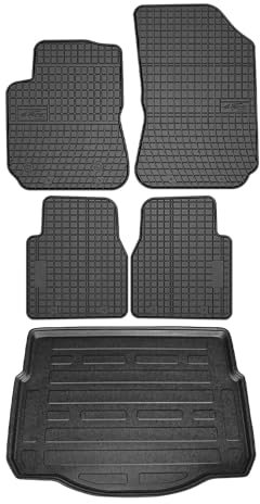 OMAC Fußmatten & Kofferraumwanne Set kompatibel mit Citroen C4 Cactus 2018-2024 Gummi Schwarz 5X