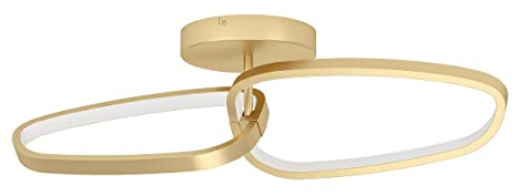EGLO LED Deckenleuchte Lodosa, dimmbare Deckenlampe, Wohnzimmerlampe aus Metall und Kunststoff in Messing und weiß, Deckenbeleuchtung Wohnzimmer, warmweiß