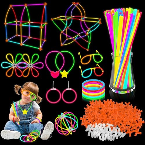 JIJI&CUI Super Bright Knicklichter Party Set,261Pcs Leuchtstäbe to Glow in The Dark, Kinder und Erwachsene Leuchtendes Armband Neon Party Set, Passend für Halloween, Weihnachten, Geburtstagsfeiern