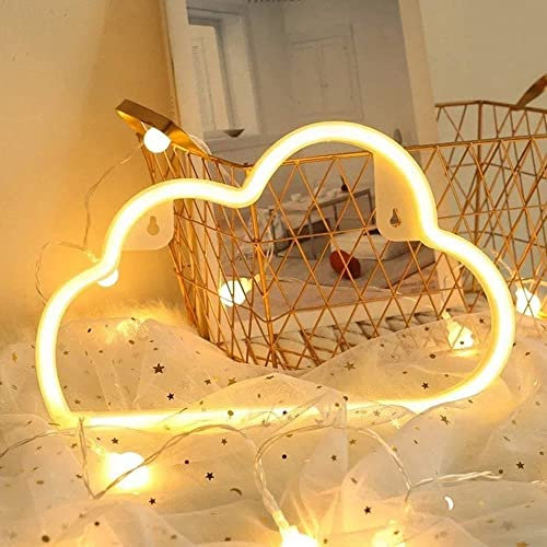PLCatis LED Wolken Neonlicht Warmweiße LED Wolke Neon Schild Süße Cloud Neonlichter Hell Wolke Leuchtreklame für Weihnachten Geburtstag Hochzeitsfest Wohnzimmer Schlafzimmer Dekoration