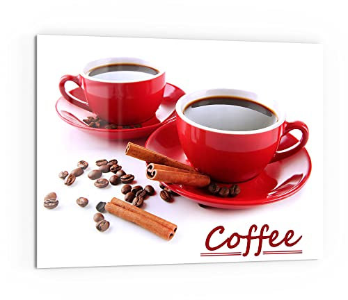 DEQORI Küchenrückwand Glas | Motiv Kaffeetassen Duett | 80x60 cm | Bad- oder Herd-Rückwand | Herdblende Spritzschutz für Küche & Badezimmer | Moderne Deko für Fliesenspiegel