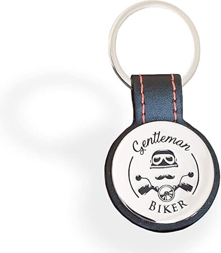 Gentleman Biker Schlüsselanhänger für Motorradfahrer, Kunstleder, Schwarz, Schwarz , One size