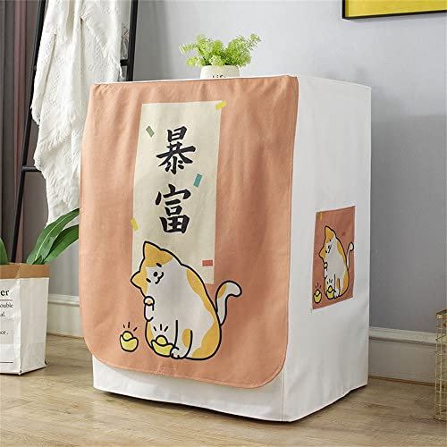 Highdi Funda de Lavadora Cubierta Impermeable, Secadoras de Carga Frontal Protector Exterior Cubierta a Prueba de Polvo (Gato Amarillo,Capacidad 5-7kg)