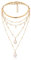 fdsmall Halsketten für Frauen Boho 14k Gold überzogene handgemachte Perlen Kette Layered Halskette zierliche Perle Anhänger Link Kette Choker Halskette Schmuck Geschenk für Frauen und Mädchen (Gold)