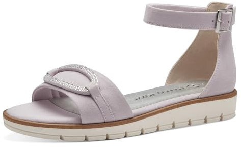 MARCO TOZZI Sandali Donna Bassi con Cinturino Regolabile Vegani, Viola (Lavender), 38 EU