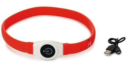 Beeztees Safety Gear Glowy - Hundehalsband - USB - Rot - 65x2,5 cm