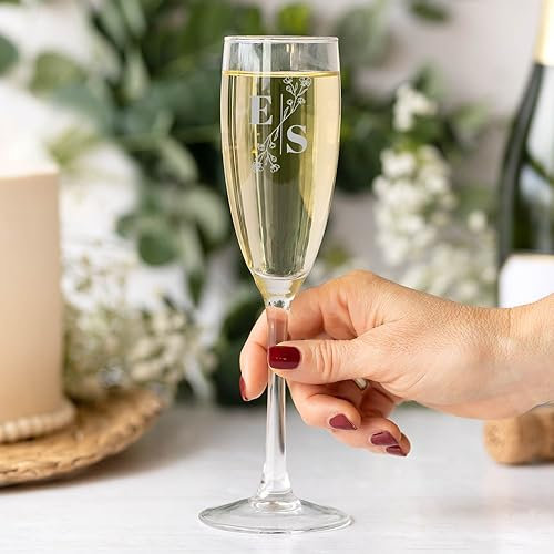 Wanapix | Copa de Cava Personalizada | Con Nombre o Texto | Copa de Champagne Cristal Grabada a Láser | Regalo Original Boda/Aniversario/San Valentín | 20cl.| Nombres y Fecha | Iniciales
