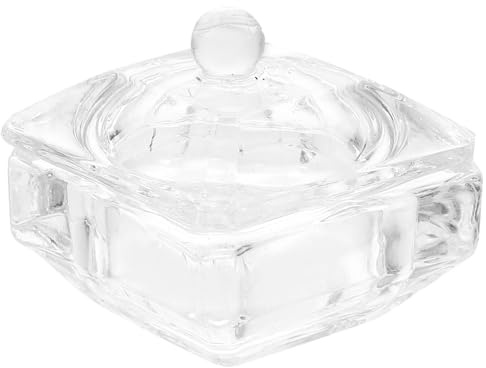 UPKOCH Vaso Con Tapa Plato De Polvo Acrílico Plato De Monómero Acrílico Tazón Plato De Cristal Para Uñas Acrílicas. Dappen Plato Para Uñas Acrílicas Taza Platillo Con Cubierta Vidrio