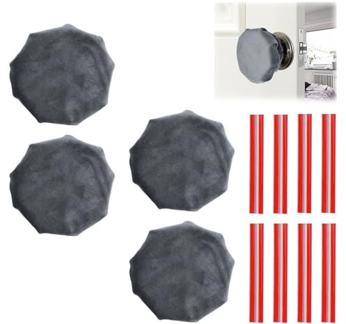 UFURMATE Door Handle Covers, 4Pcs Grey Decorative Round Door Knob Covers Soft Door Handle Glove Covers Safety Door Knob Protector with Clear Anti-Collision Adhesive Strip for Doorknob