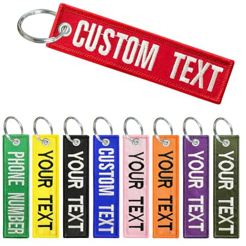WQNMY Personalisierte Schlüsselanhänger Doppelseitig Stickerei Ihr Text, Schlüsselbund Für Zimmer, Motorrad, Biker, Geschenk für Männer und Frauen