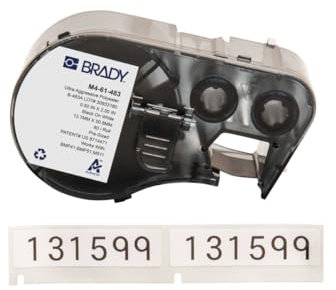 Brady Polyester-Vorgefertigte Etiketten für Etikettendrucker BMP41/BMP51/BMP53/M511 - 80 Klebeetiketten - Schwarz auf Weiß (12,70 mm (B) x 50,80 mm (H)) - M4-61-483