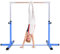 KOMFOTTEU Kinder Turnreck, Gymnastik Bar Gymnastikstange 12 stufig Höhenverstellbar, Reckstange Turnstange aus Stahl & Holz, Reck Stange zum Turnen für Mädchen Jugendliche, max 100kg belastbar (Blau)