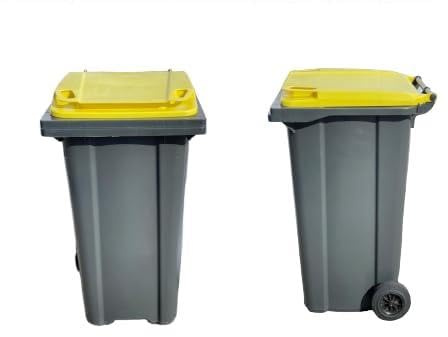 Bidone carrellato LT 240 Giallo con ruote in gomma