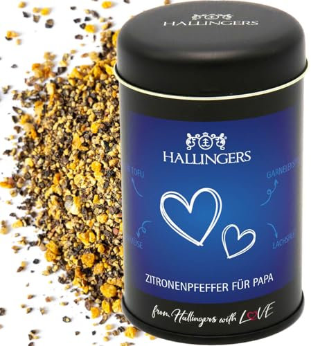 Hallingers Für Papa - Vatertagsgeschenk Premium Pfeffer für Gemüse, Marinade & Salatdressing für Papa Vater Opa (Dose) - Geschenk im Sommer & als perfektes Grillgeschenk | Glückwunsch Jahrestag Freund