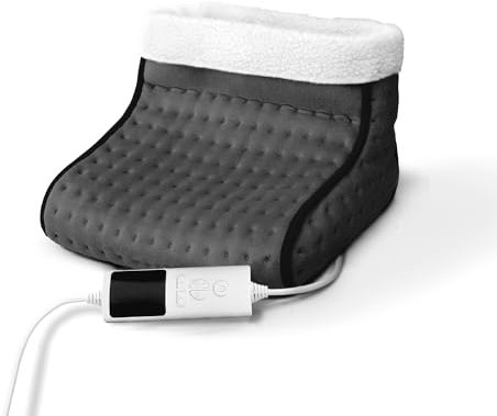 Wintem Deluxe elektrischer Fußwärmer, schnelle Wärme, 100 W, mit 3 Temperaturen, Timer & Fernbedienung, waschbares Fleece und Wolle, italienische Zertifizierung