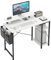 CAIYUN 100cm Computer Desk with Monitor Stand & 2-Tier Storage Shelves, Home Office Writing Desk Study Table Workstation, White