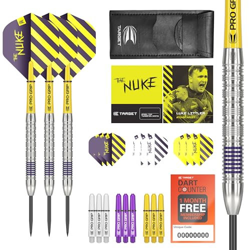TARGET Darts Luke Littler 80% Wolframstahlspitze Dart-Set, 23G | Professionelles Zubehör Dart Kit, Pro Grip Shafts, Pro Ultra Flights, Darttasche enthalten
