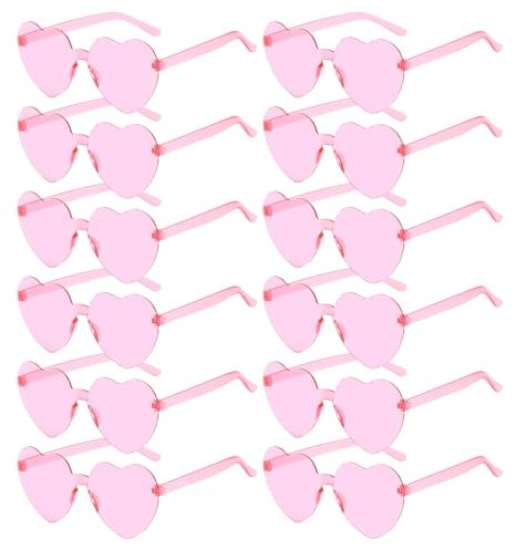 Sprinlot Herz Party Brille Rosa, 12 Paar Herz Party Brillen, Rosa Heart Shaped Brille, Sonnenbrille Herzform, Lustige Brille für Fasching Foto Requisiten Geburtstags