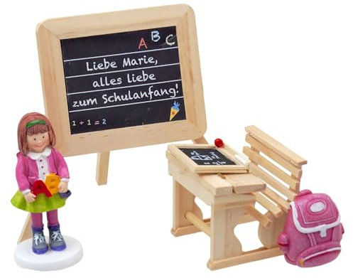 ZauberDeko Einschulung Tischdeko Junge Mädchen Tafel Schulbank 5 Teilig PERSONALISIERT, Modell:Mädchen mit ABC