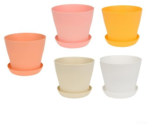 Lot de 5 petits pots de fleurs colorés en résine pour décoration d'intérieur (couleur aléatoire)