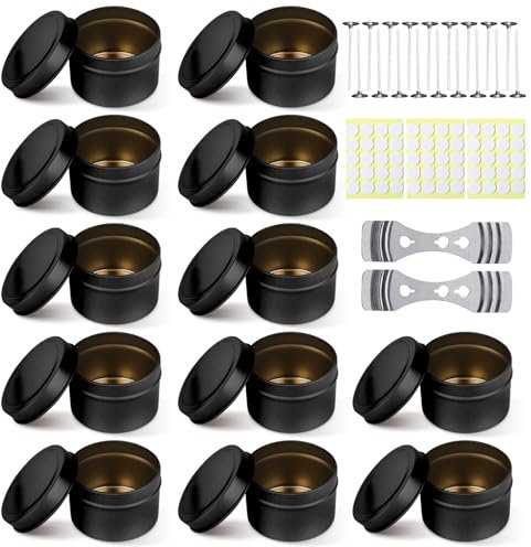 LOMUG 12 Stück Kerzendosen, Kerzenbehälter Kerzengläser Leere Metalldosen Behälter mit Deckel Runde Kerzengläser für Kerzen DIY Schmuck Kosmetik