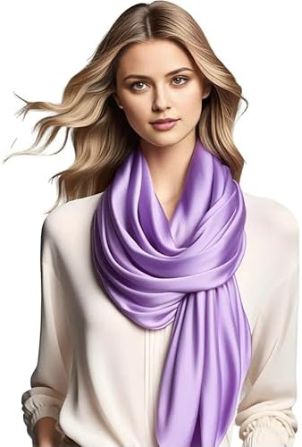 LA FERANI Damen Seidenschal 100% Seide lila Halstuch Schal Uni Farbe 180x90cm für Anzug formelle Anlässe Stola Business Style Geschenk für Sie (Lila)
