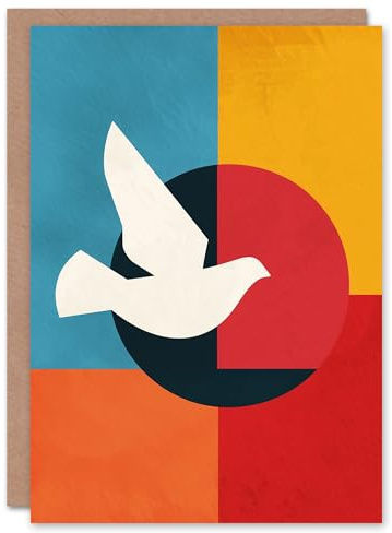 Artery8 Peace Dove Sun Abstract Geometric Bauhaus Design Blank For Him Or Her Art Thank You Card