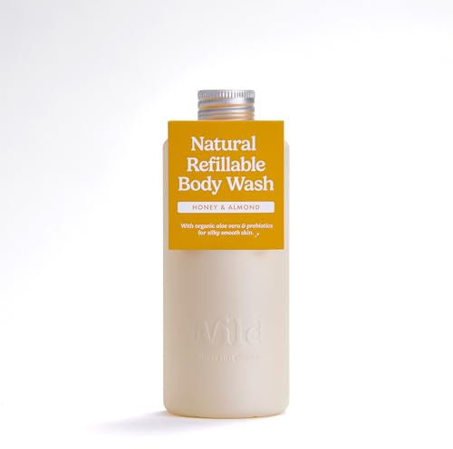 Wild - Natürliches Nachfüllbares Duschgel 300ml - 3er-Pack Duschgel-Nachfüllpackung in verschiedenen Duftrichtungen - in den Duftnoten Honey & Almond, Fresh Cotton & Sea Salt und Cherry Blossom