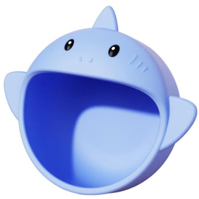 Guador Cuenco de silicona para bebé con ventosa, cuenco para gachas para bebé, plato bebe ventosa, antideslizante, juego de cuencos para bebés con succión, suave y seguro, sin BPA, dinosaurio azul