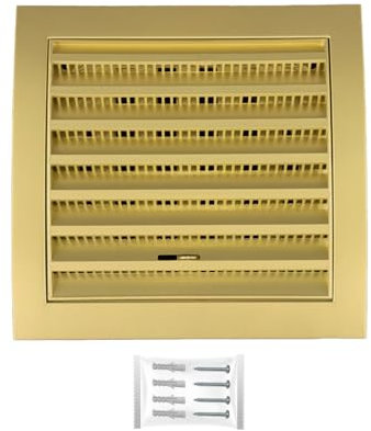 H&C VENT Rejilla Ventilación de │ Extractor de Baño Cocina │ Rejilla Aire Acondicionado Conductos Pared AC Ventilador Tubo PVC │ Cubiertas de Ventilacion (Oro, 150 x 150 mm)