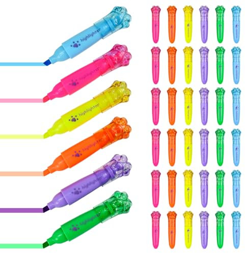 KNGNGK 36 Stück 6 Farben Mini Textmarker Stift Set Mini Textliner Mini Highlighter Stifte Marker Mini Highlighter Pen für Schüler Mitgebsel Lustige Schreibwaren Süße
