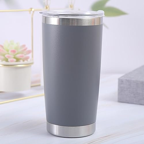 Taza de acero inoxidable de 20 onzas para exteriores, termo de doble capa con tapa, taza simple de gran capacidad para hielo