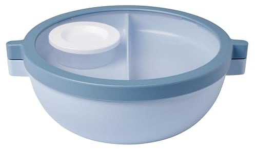 Mepal - Bento Schüssel Vita - Brotdose mit Fächern - Extra Dressing-Deckel & Tablett - Bentobox - Salatbox to-go - 1500 ml - Nordic blue