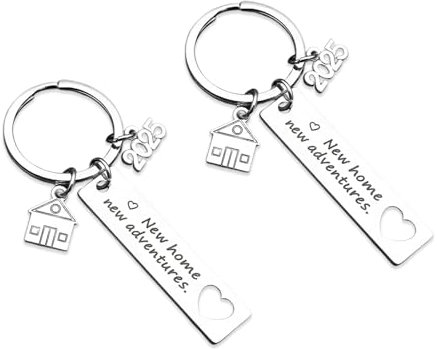VARKAGE 2 Stück Schlüsselanhänger Erste Wohnung, Schlüsselanhänger Neues Haus, Schlüsselanhänger Home, Einzugsgeschenke Wohnung - Richtfest Geschenk für Ihn und Sie - Einweihungsgeschenk Haus