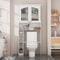 PREMTURE Over The Toilet Storage Cabinet, Bathroom Storage Shelf with Cabinet, Wooden Toilet Storage Rack with 4 Shelves & 2 Glass Doors, Freestanding Toilet Space Saver, White